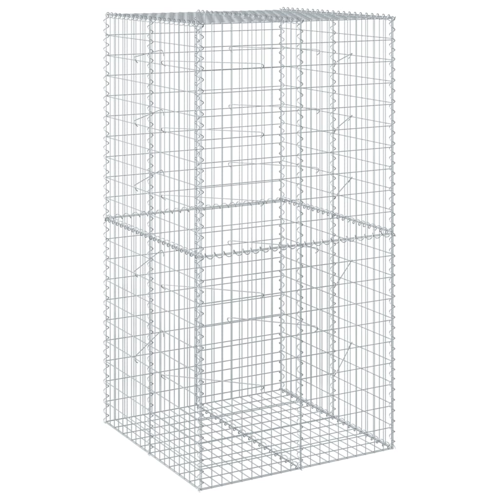 vidaXL Gabion Basket with Cover 100x100x200 cm Galvanised Iron