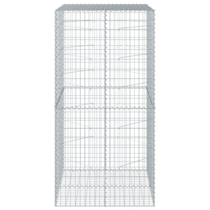 vidaXL Gabion Basket with Cover 100x100x200 cm Galvanised Iron