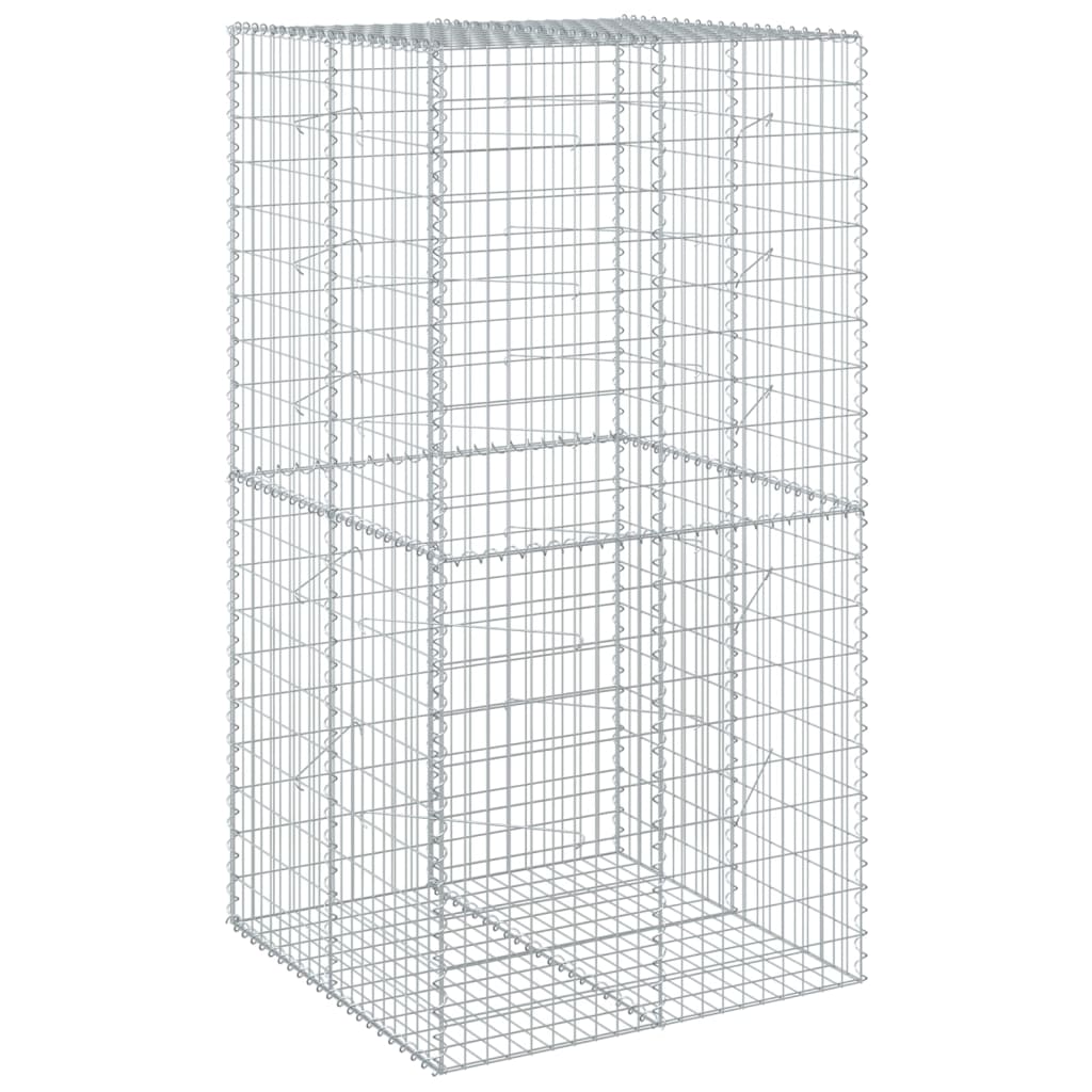 vidaXL Gabion Basket with Cover 100x100x200 cm Galvanised Iron