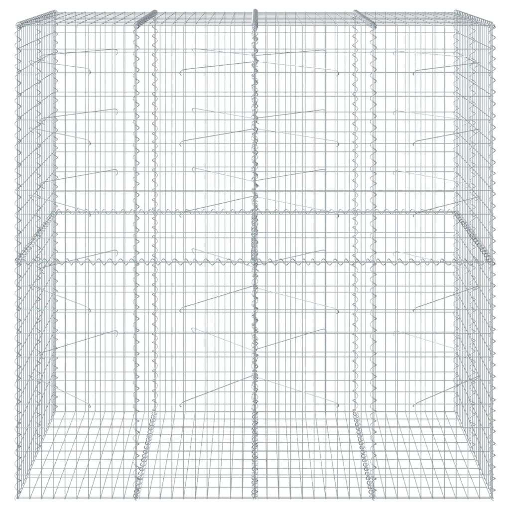 vidaXL Gabion Basket with Cover 200x100x200 cm Galvanised Iron