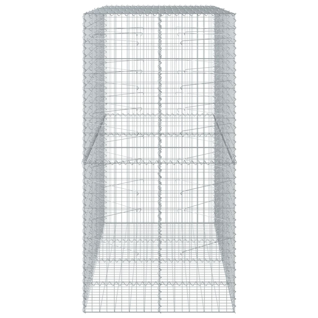 vidaXL Gabion Basket with Cover 200x100x200 cm Galvanised Iron