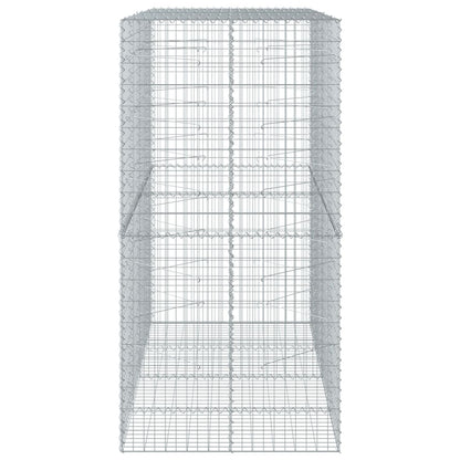 vidaXL Gabion Basket with Cover 200x100x200 cm Galvanised Iron