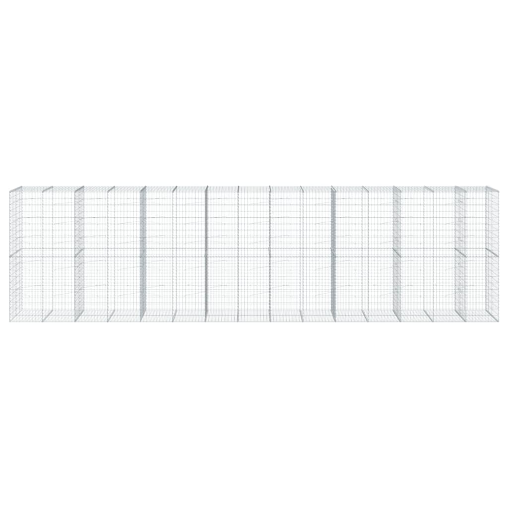 vidaXL Gabion Basket with Cover 750x100x200 cm Galvanised Iron