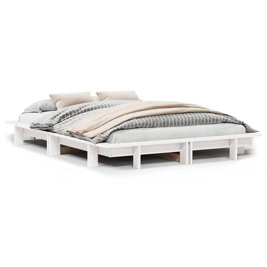 vidaXL Bed Frame without Mattress White 150x200 cm King Size Solid Wood Pine