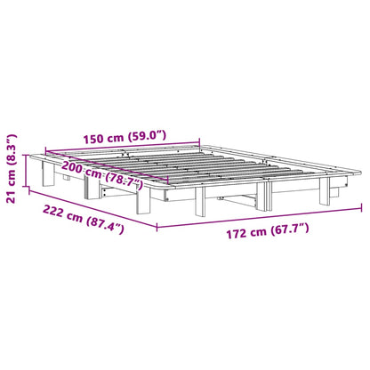 vidaXL Bed Frame without Mattress White 150x200 cm King Size Solid Wood Pine