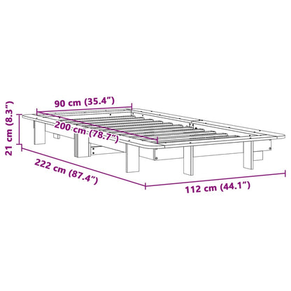 vidaXL Bed Frame without Mattress White 90x200 cm Solid Wood Pine
