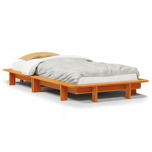 vidaXL Bed Frame without Mattress Wax Brown 90x200 cm Solid Wood Pine