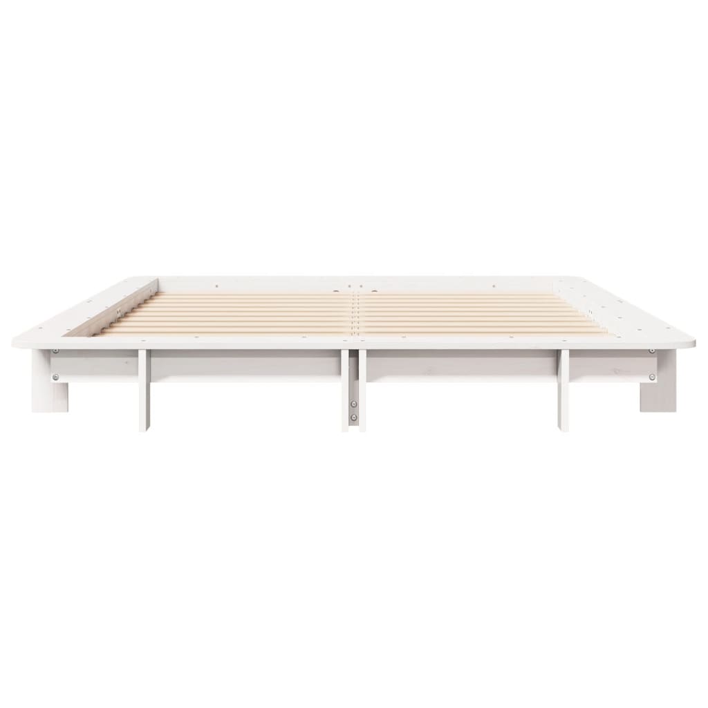 vidaXL Bed Frame without Mattress White 135x190 cm Double Solid Wood Pine
