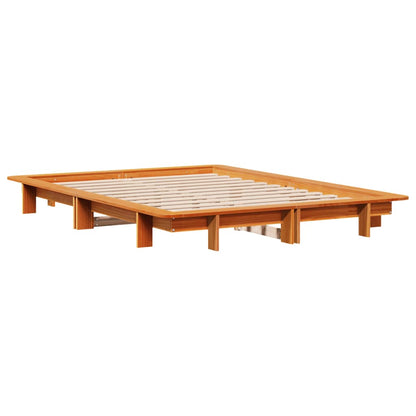 vidaXL Bed Frame without Mattress Wax Brown 135x190 cm Double Solid Wood Pine