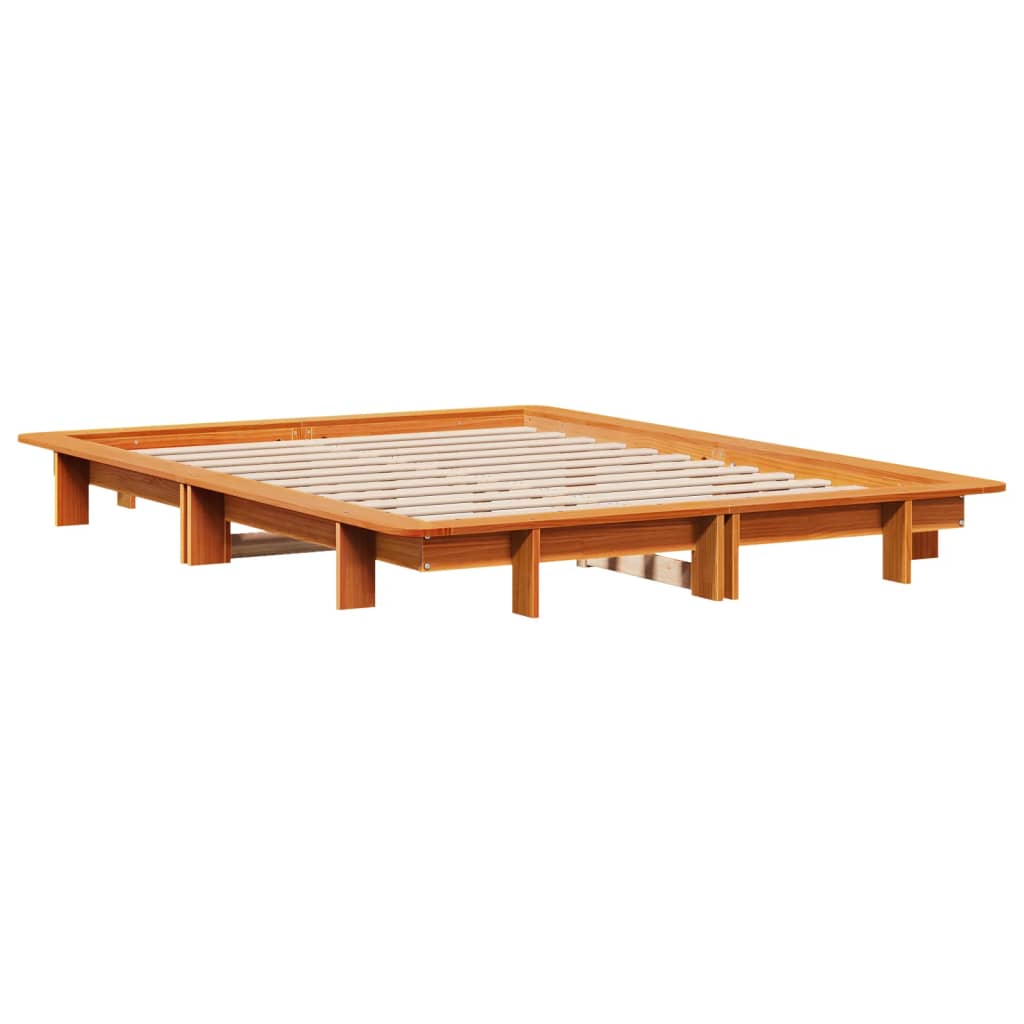 vidaXL Bed Frame without Mattress Wax Brown 135x190 cm Double Solid Wood Pine