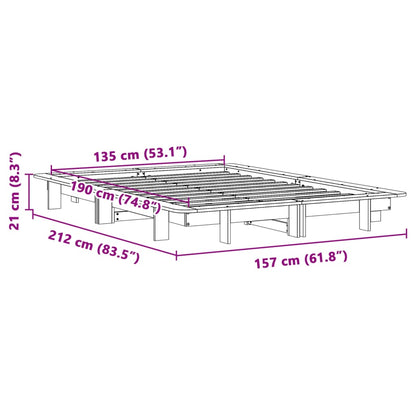 vidaXL Bed Frame without Mattress Wax Brown 135x190 cm Double Solid Wood Pine