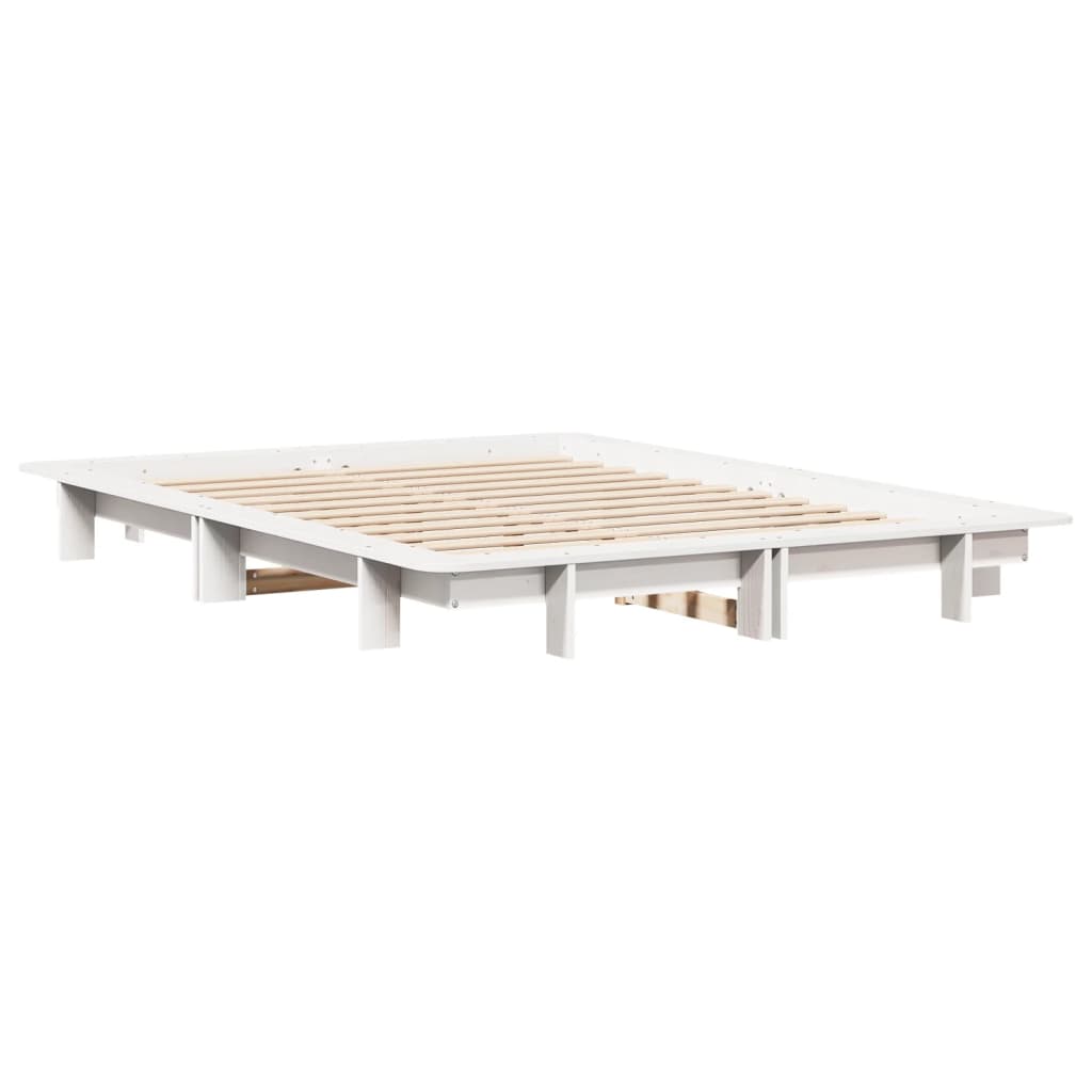 vidaXL Bed Frame without Mattress White 120x190 cm Small Double Solid Wood Pine