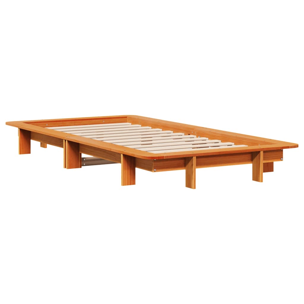 vidaXL Bed Frame without Mattress Wax Brown 90x190 cm Single Solid Wood Pine