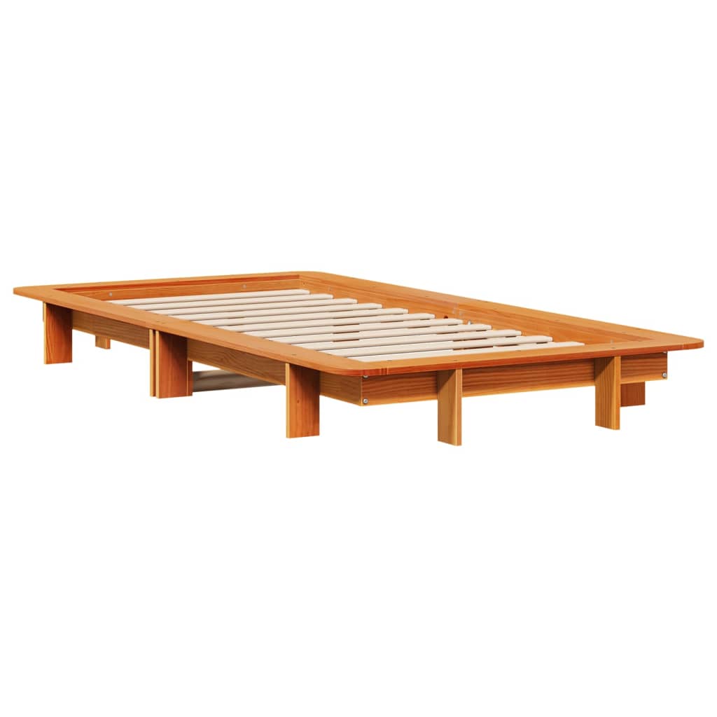 vidaXL Bed Frame without Mattress Wax Brown 90x190 cm Single Solid Wood Pine