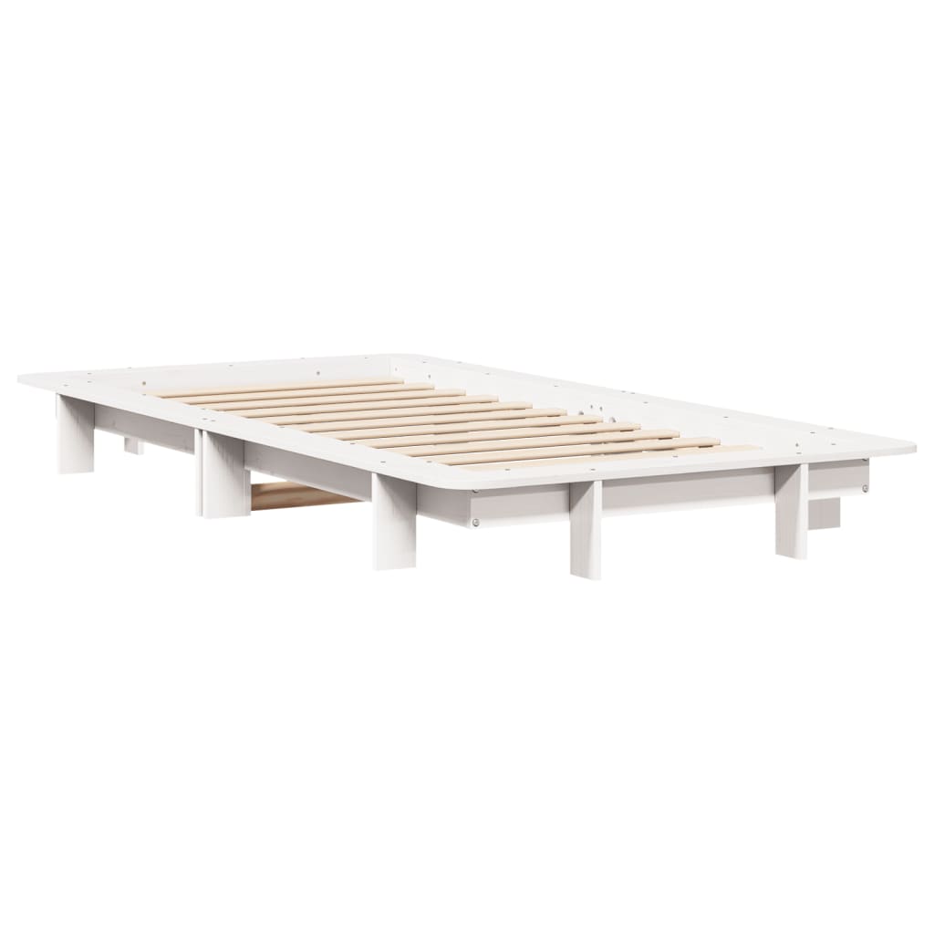 vidaXL Bed Frame without Mattress White 75x190 cm Small Single Solid Wood Pine
