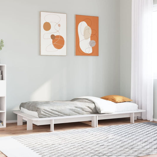 vidaXL Bed Frame without Mattress White 75x190 cm Small Single Solid Wood Pine