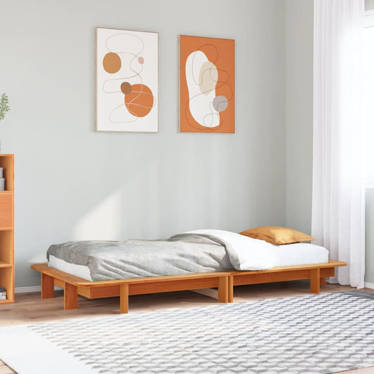 vidaXL Bed Frame without Mattress Wax Brown 75x190 cm Small Single Solid Wood Pine