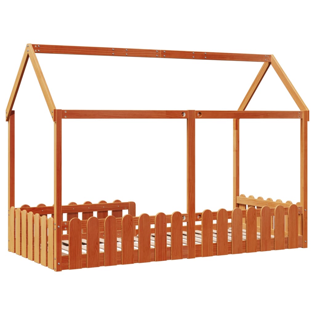 vidaXL Kids' House Bed Frame without Mattress Wax Brown 90x200 cm