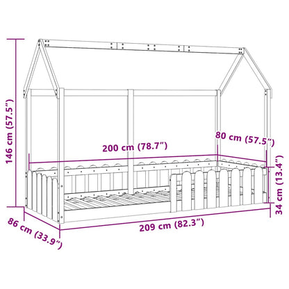 vidaXL Kids' House Bed Frame without Mattress 80x200 cm Solid Wood Pine