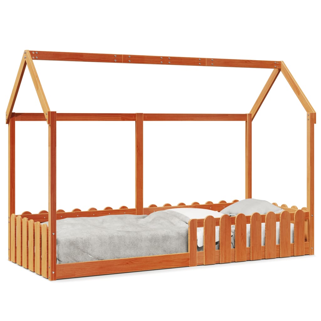 vidaXL Kids' House Bed Frame without Mattress Wax Brown 80x200 cm