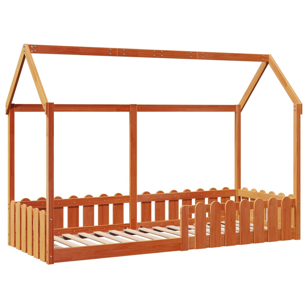 vidaXL Kids' House Bed Frame without Mattress Wax Brown 80x200 cm