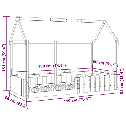 vidaXL Kids' House Bed Frame without Mattress 90x190 cm Single Solid Wood Pine