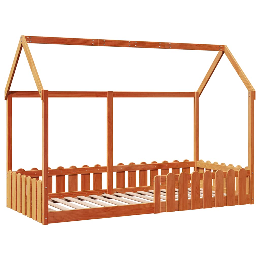 vidaXL Kids' House Bed Frame without Mattress Wax Brown 90x190 cm Single