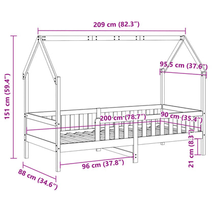 vidaXL Kids' House Bed Frame without Mattress White 90x200 cm Pine