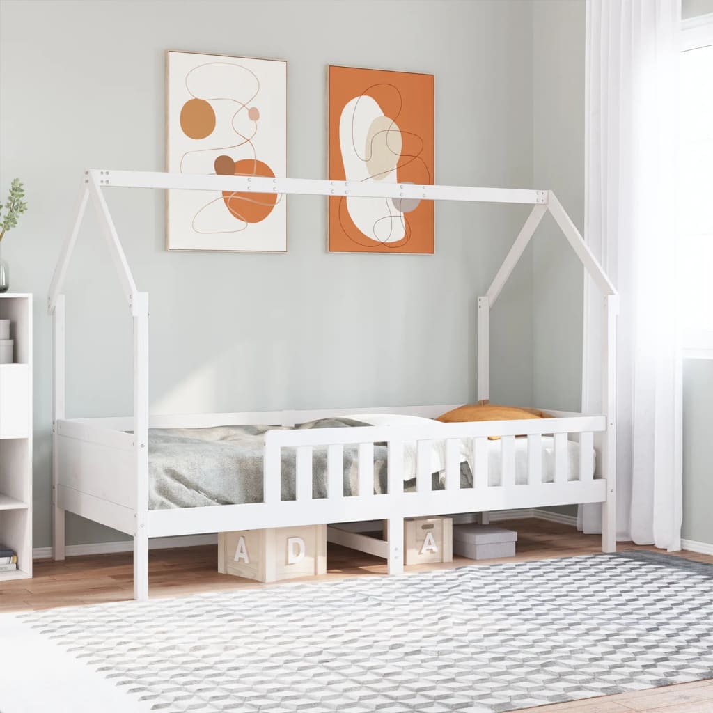 vidaXL Kids' House Bed Frame without Mattress White 90x200 cm Pine