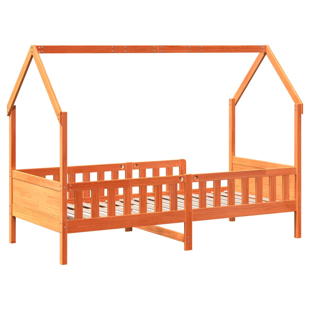 vidaXL Kids' House Bed Frame without Mattress Wax Brown 80x200 cm Pine