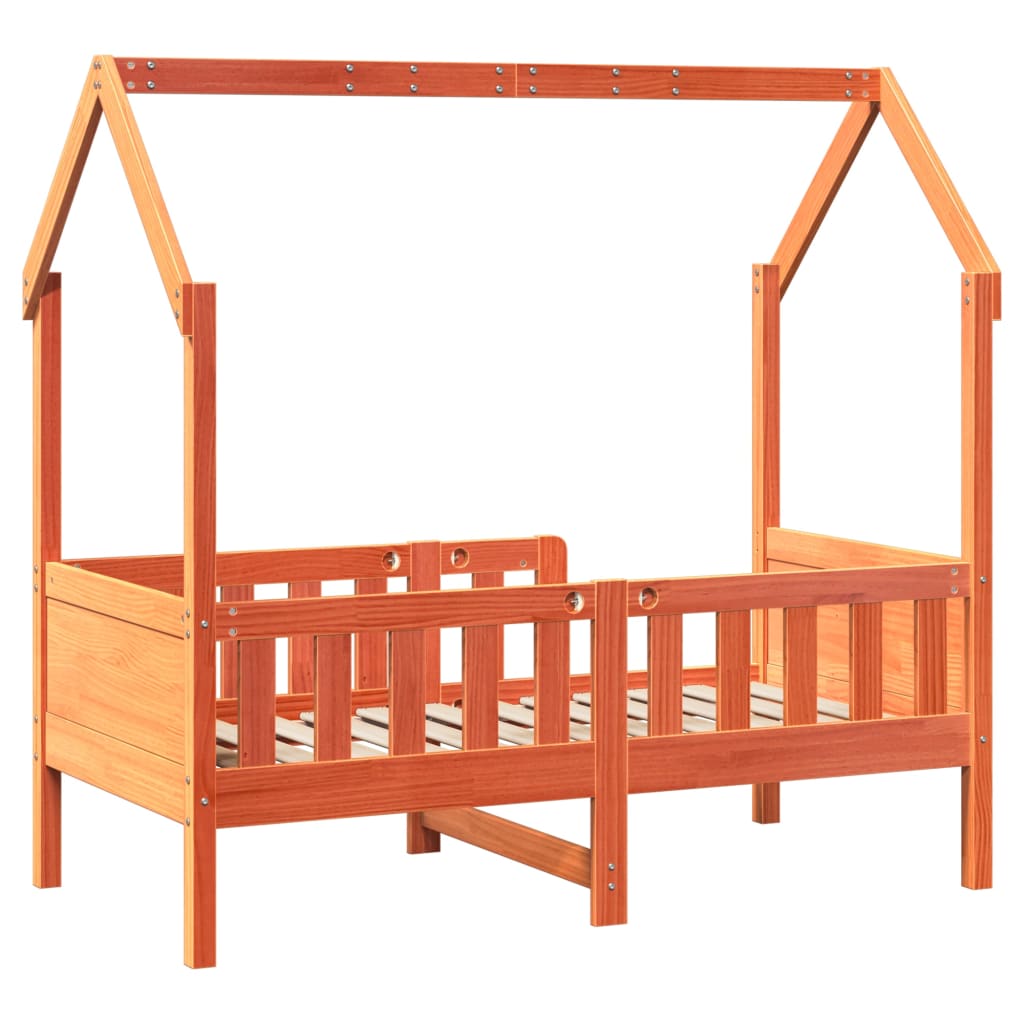 vidaXL Kids' House Bed Frame without Mattress Wax Brown 80x160 cm Pine