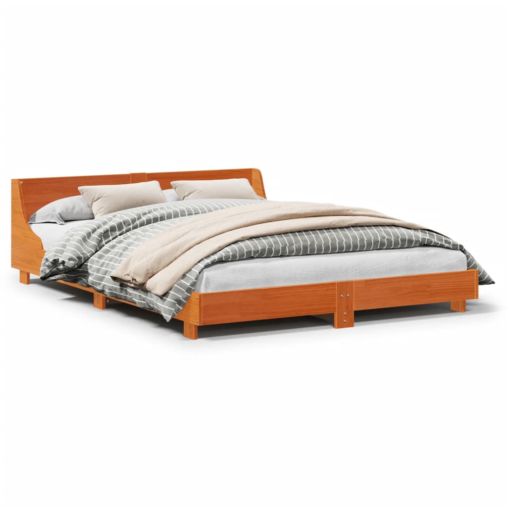 vidaXL Bed Frame without Mattress Wax Brown 160x200 cm Solid Wood Pine