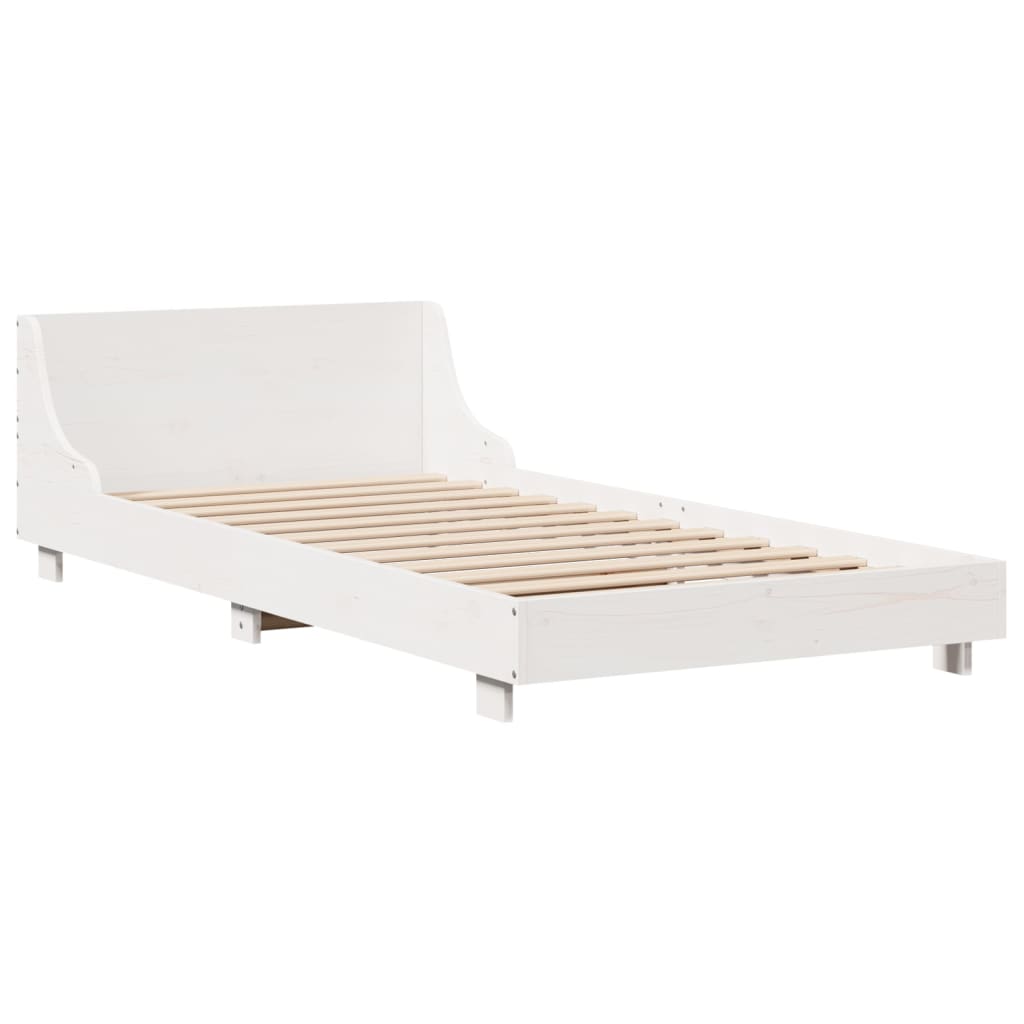 vidaXL Bed Frame without Mattress White 100x200 cm Solid Wood Pine