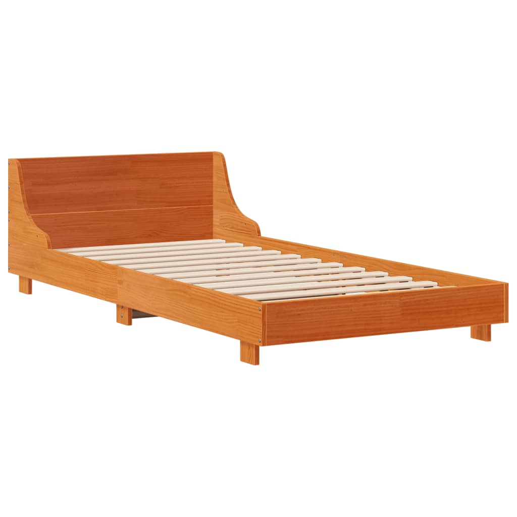 vidaXL Bed Frame without Mattress Wax Brown 90x200 cm Solid Wood Pine