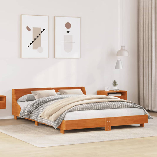 vidaXL Bed Frame without Mattress Wax Brown 140x190 cm Solid Wood Pine