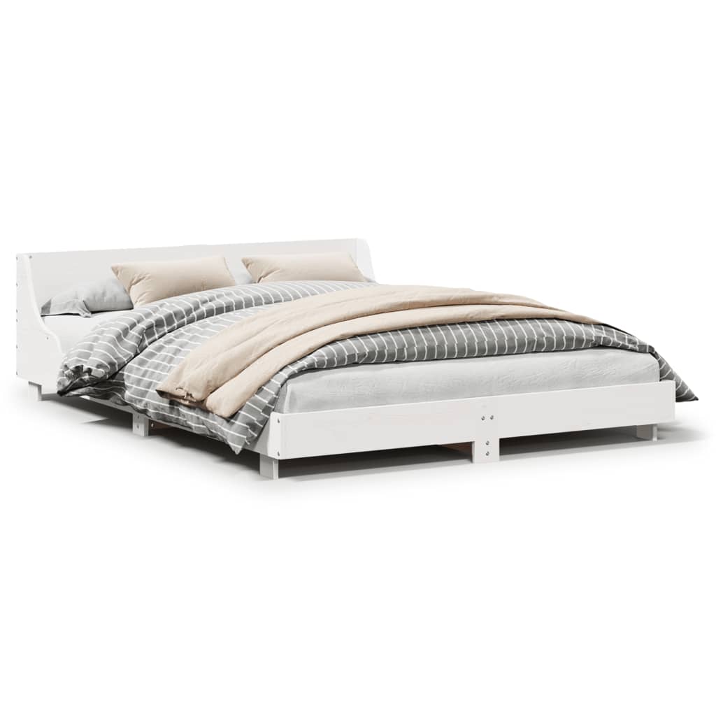 vidaXL Bed Frame without Mattress White 120x190 cm Small Double Solid Wood Pine