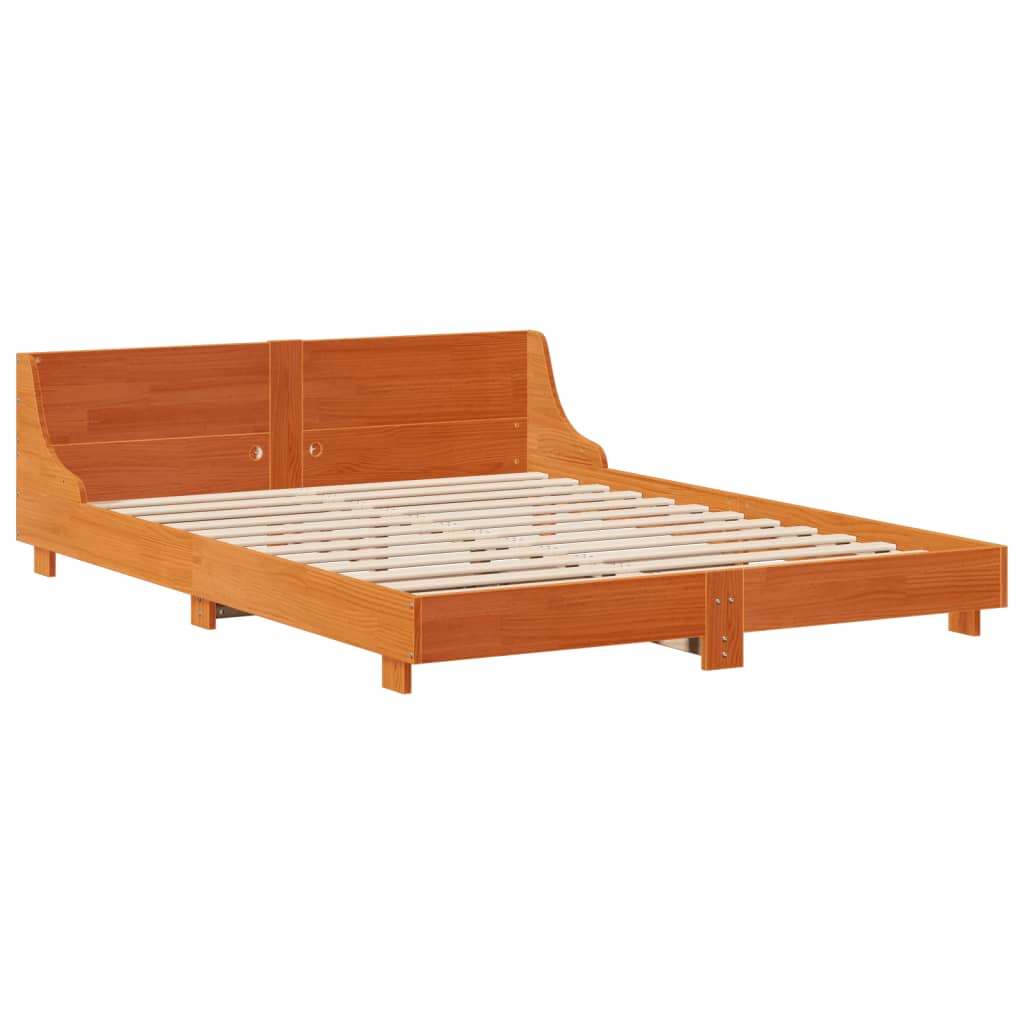 vidaXL Bed Frame without Mattress Wax Brown 120x190 cm Small Double Solid Wood Pine
