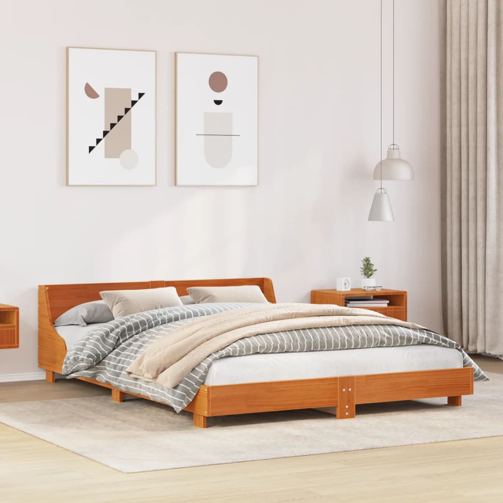 vidaXL Bed Frame without Mattress Wax Brown 120x190 cm Small Double Solid Wood Pine