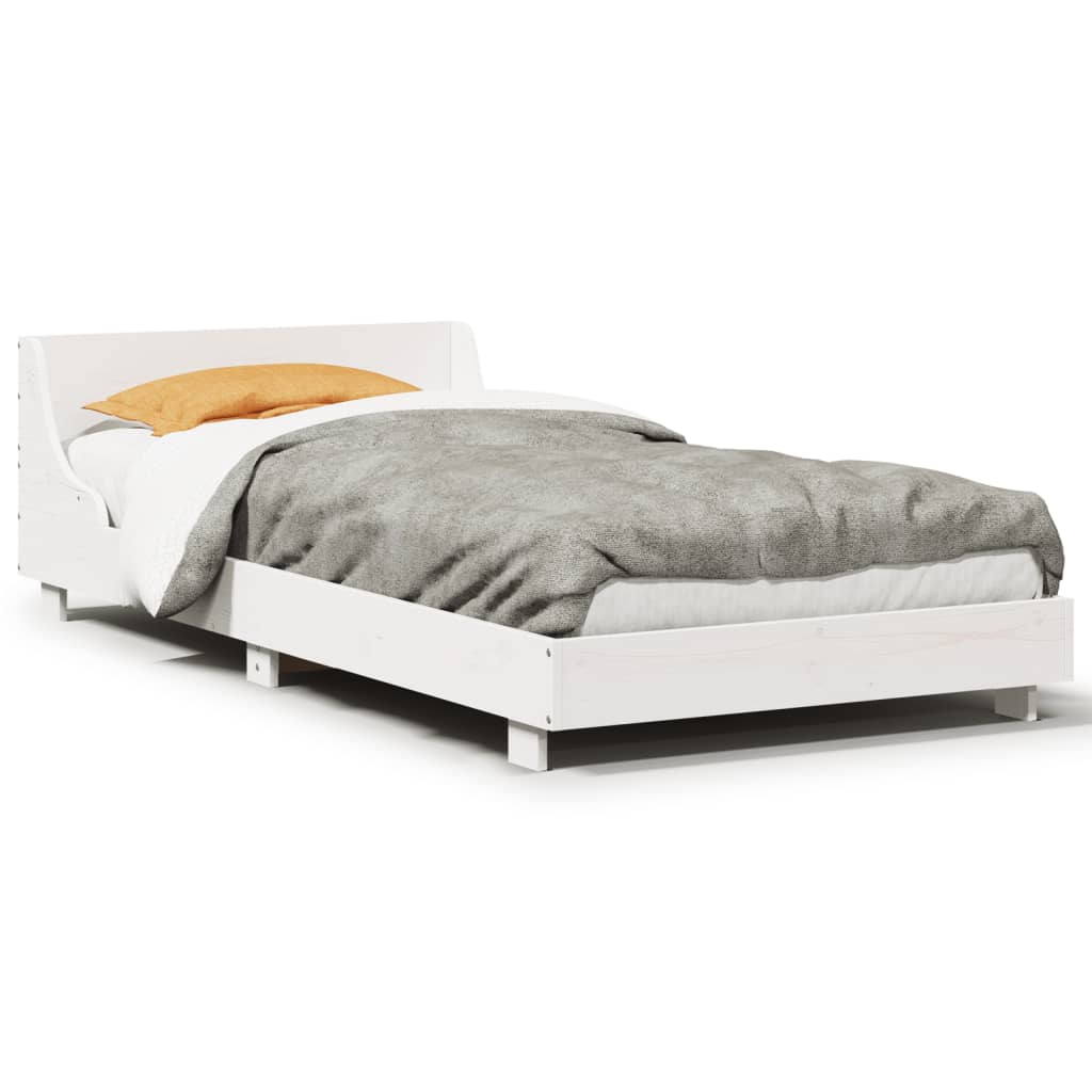 vidaXL Bed Frame without Mattress White 90x190 cm Single Solid Wood Pine