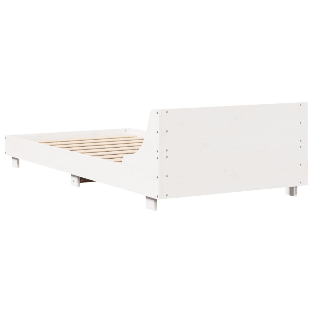 vidaXL Bed Frame without Mattress White 75x190 cm Small Single Solid Wood Pine