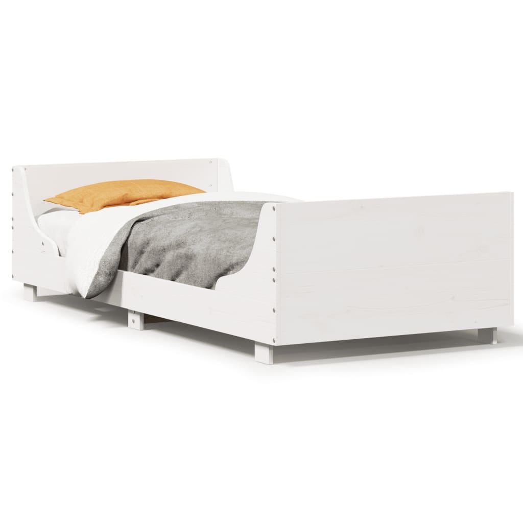 vidaXL Bed Frame without Mattress White 100x200 cm Solid Wood Pine