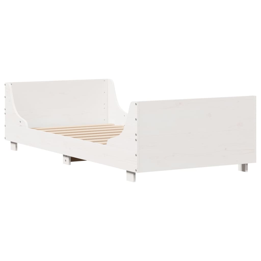 vidaXL Bed Frame without Mattress White 100x200 cm Solid Wood Pine