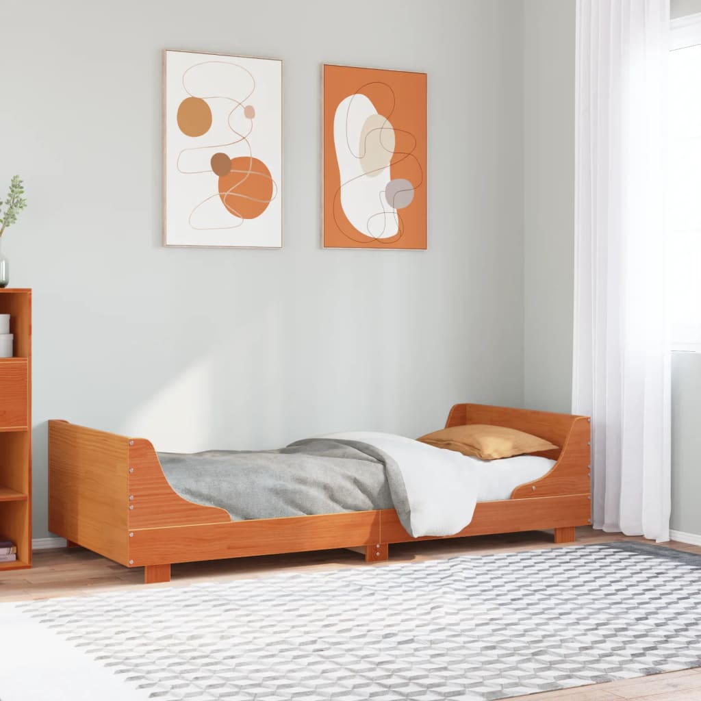 vidaXL Bed Frame without Mattress Wax Brown 90x200 cm Solid Wood Pine