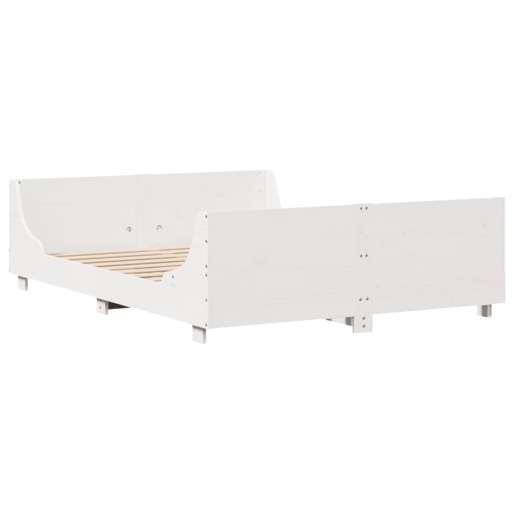 vidaXL Bed Frame without Mattress White 120x190 cm Small Double Solid Wood Pine
