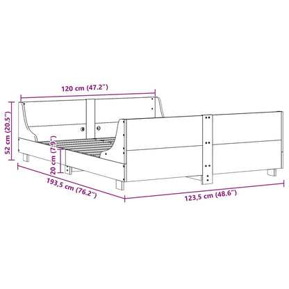 vidaXL Bed Frame without Mattress White 120x190 cm Small Double Solid Wood Pine