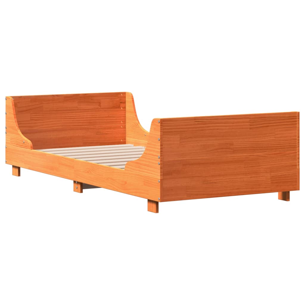 vidaXL Bed Frame without Mattress Wax Brown 90x190 cm Single Solid Wood Pine