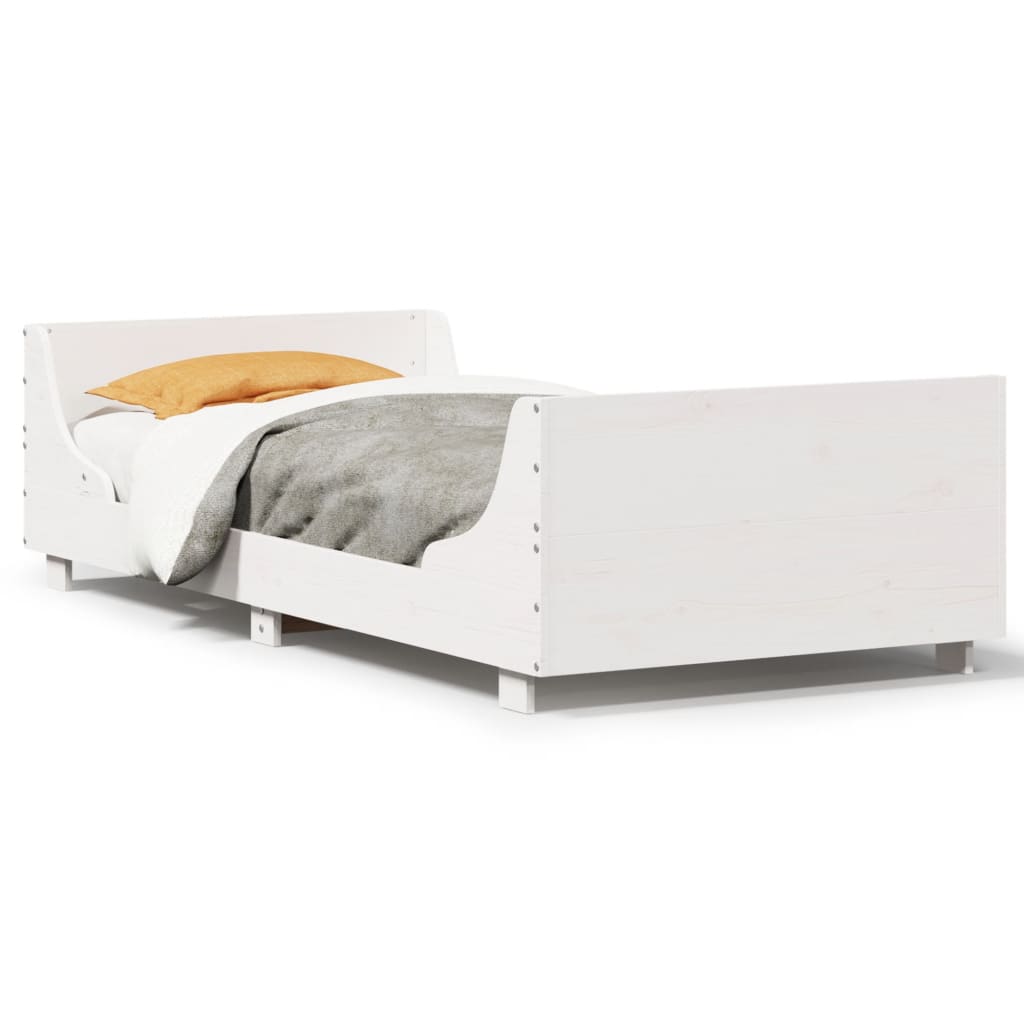 vidaXL Bed Frame without Mattress White 75x190 cm Small Single Solid Wood Pine