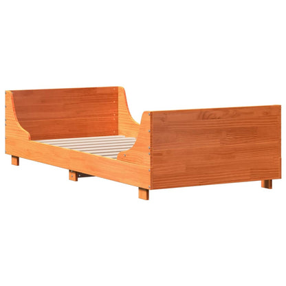 vidaXL Bed Frame without Mattress Wax Brown 75x190 cm Small Single Solid Wood Pine