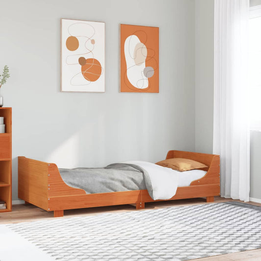 vidaXL Bed Frame without Mattress Wax Brown 75x190 cm Small Single Solid Wood Pine