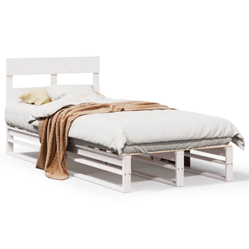 vidaXL Bed Frame without Mattress White 90x200 cm Solid Wood Pine